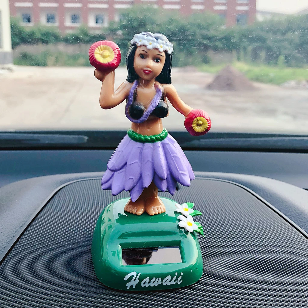 Solar Power Dancing Hawaii Girl Ornament Car Dashboard Toy Home Office Decor Figurines Model Statue Pink Dancer Girl