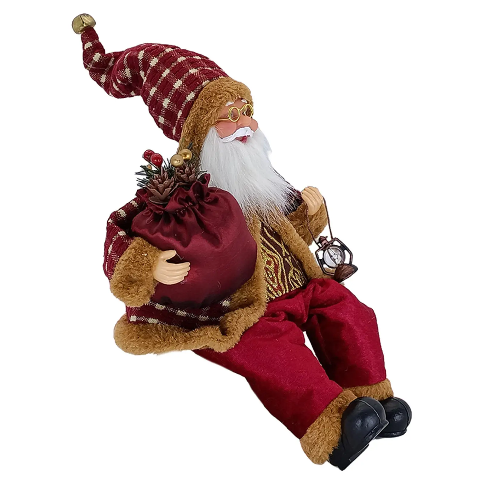 Santa Claus Doll Snowman New Year Dwarf Traditional Sitting Moving Cute Decorations Figurines for Office Party Xmas Tree Kids