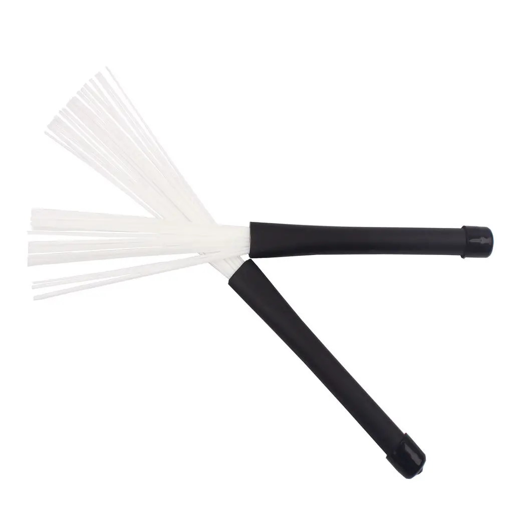 1 Pair Professional Retractable Jazz Drum Brushes Adjustable Telescopic Handle Nylon Drum Brush with Rubber Sleeves