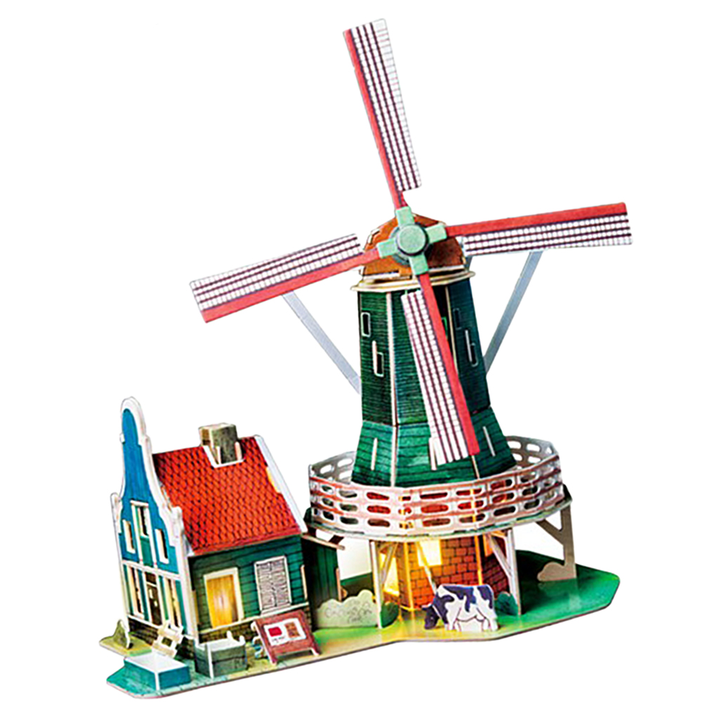 1/24 Dollhouse Miniatures DIY Accessories Kit Vintage House Kids Children Birthday Gift - Netherlands Windmill
