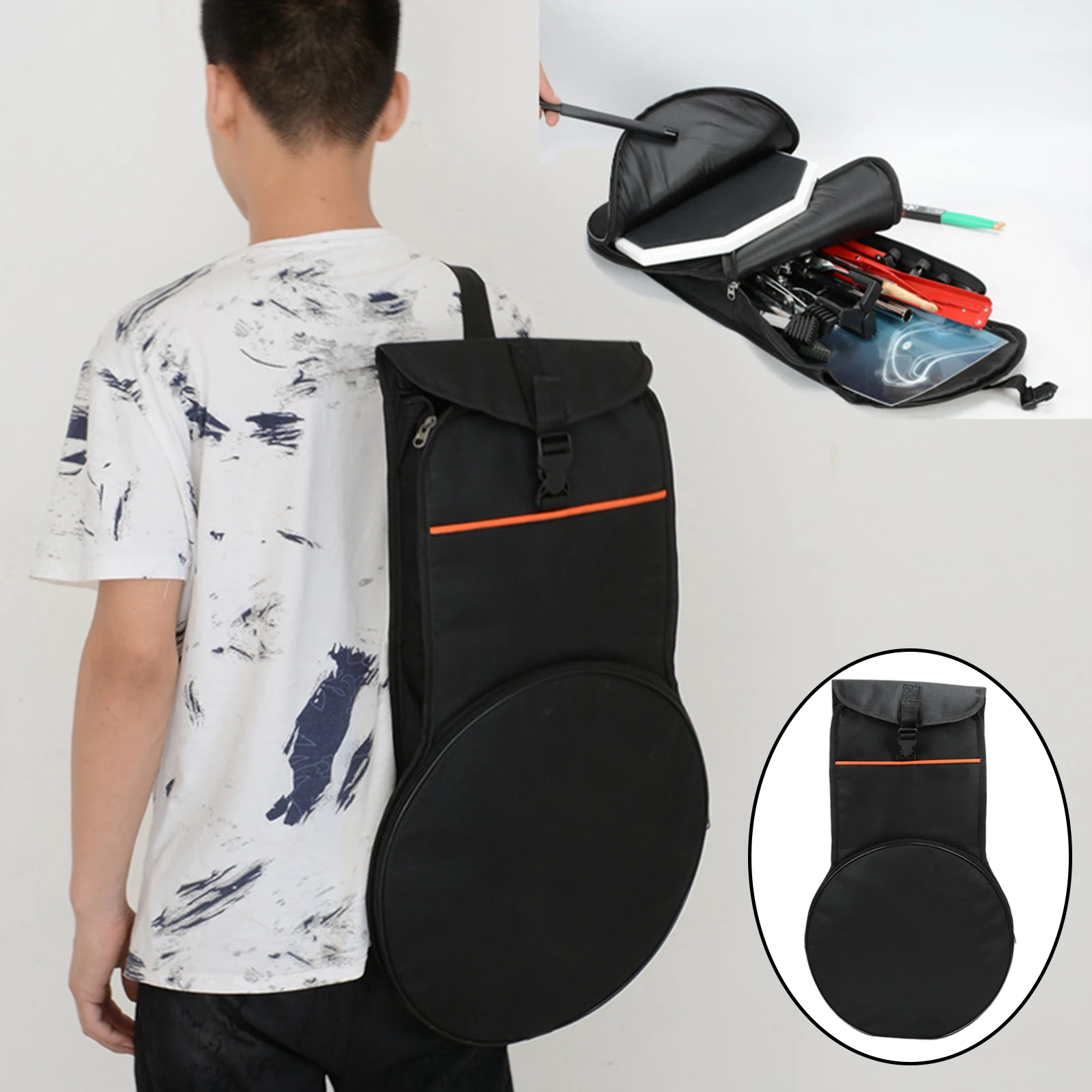 12 Inch Dumb Drum Bags Drum Pouch Storage Bag Adjustable Straps Partition Design Carrying Bag for Drum Instrument Accessories