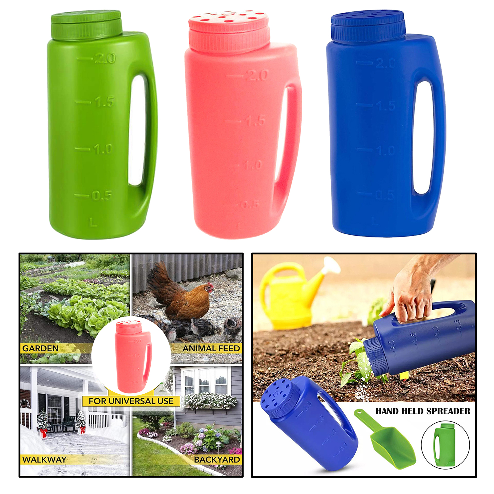 Fertilizer Spreader Adjustable Hole Planting Seeding Bottle Watering Can