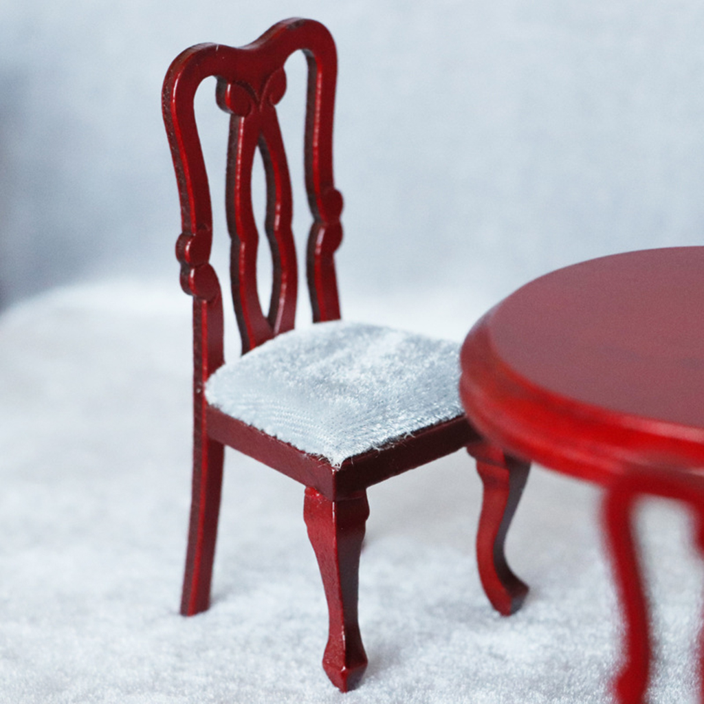 1:12 Miniature Dollhouse Red Dining Chair with Cushion Kitchen Dining Room Furniture