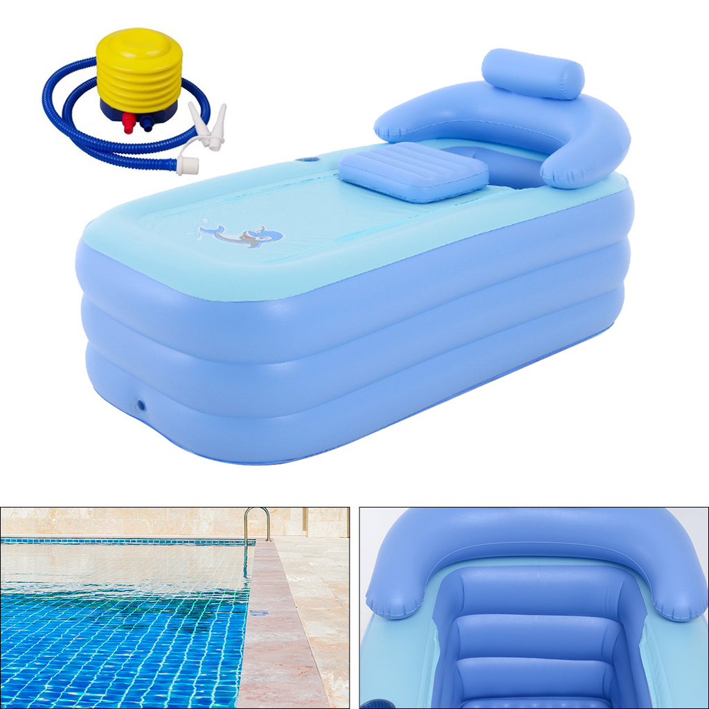 Durable PVC Inflatable Bathtub 160x84x64cm  Bath Tub Armrest Hot Tub