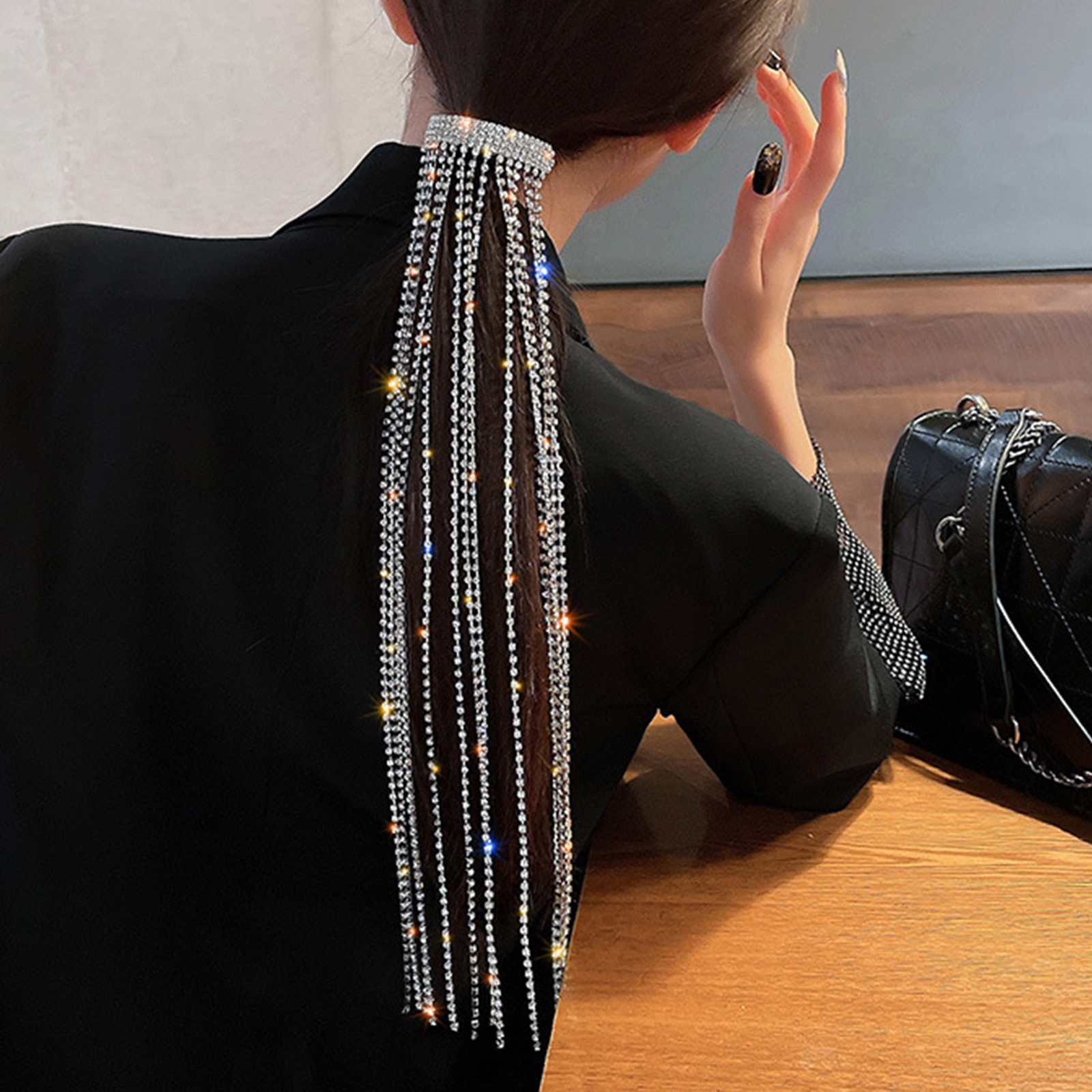 Crystal Rhinestone Beads Dangle Hairpin Hair Clip Bridal Hair Accessories Tassels Drop Hair Pins Girls Ponytail Holder