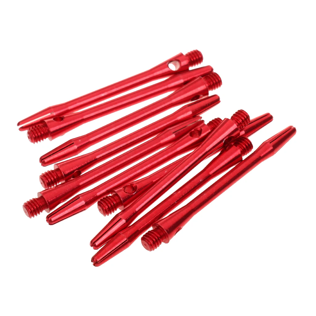 10Pcs/Pack 53mm 2BA Lightweight Shaft Thread Aluminium Alloy Re-Grooved Dart Shafts Replacement Parts Red /Black /Blue /Gold