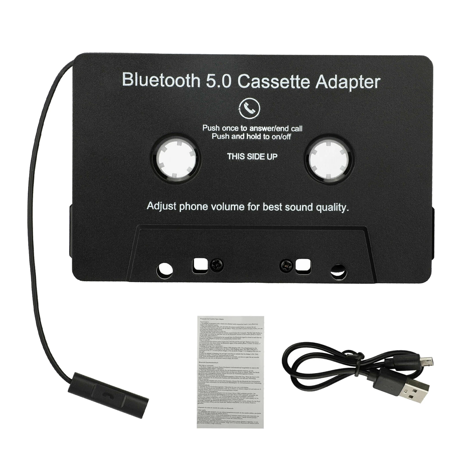 Bluetooth Cassette to Aux Adapter with Stereo Audio Premium with Built-in Battery Wireless Cassette Tape to Aux Adapter