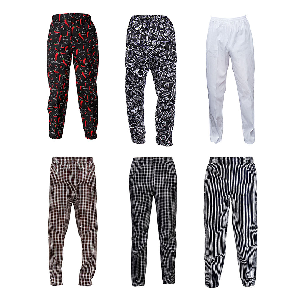 Chef Uniform - Kitchen Trousers, Food Service Pants Unisex Workwear with Two Pockets, 6 Patterns 6 Sizes Available