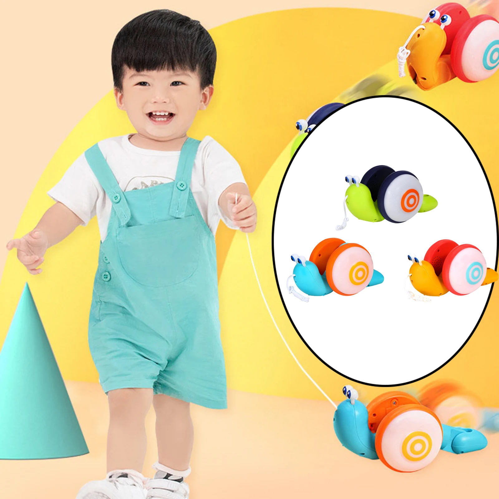 Baby Snail-shaped Pull-Along Toys Learn Walk Tools] Lighting Music Push Pull Toys Walker Motor Skills Toy