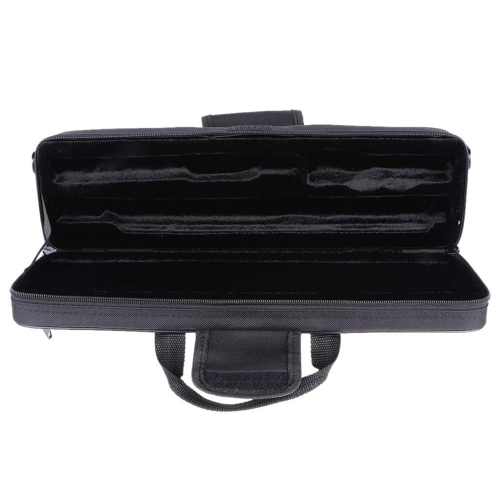 Nylon Padded Flute Case Foam Interior Bag Handbag Shoulder Bag Black