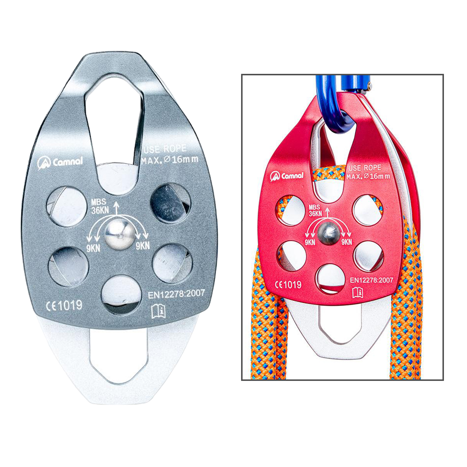 36KN Double Aluminum Ball Bearing Pulley Block for Rope Tackle System -By CE