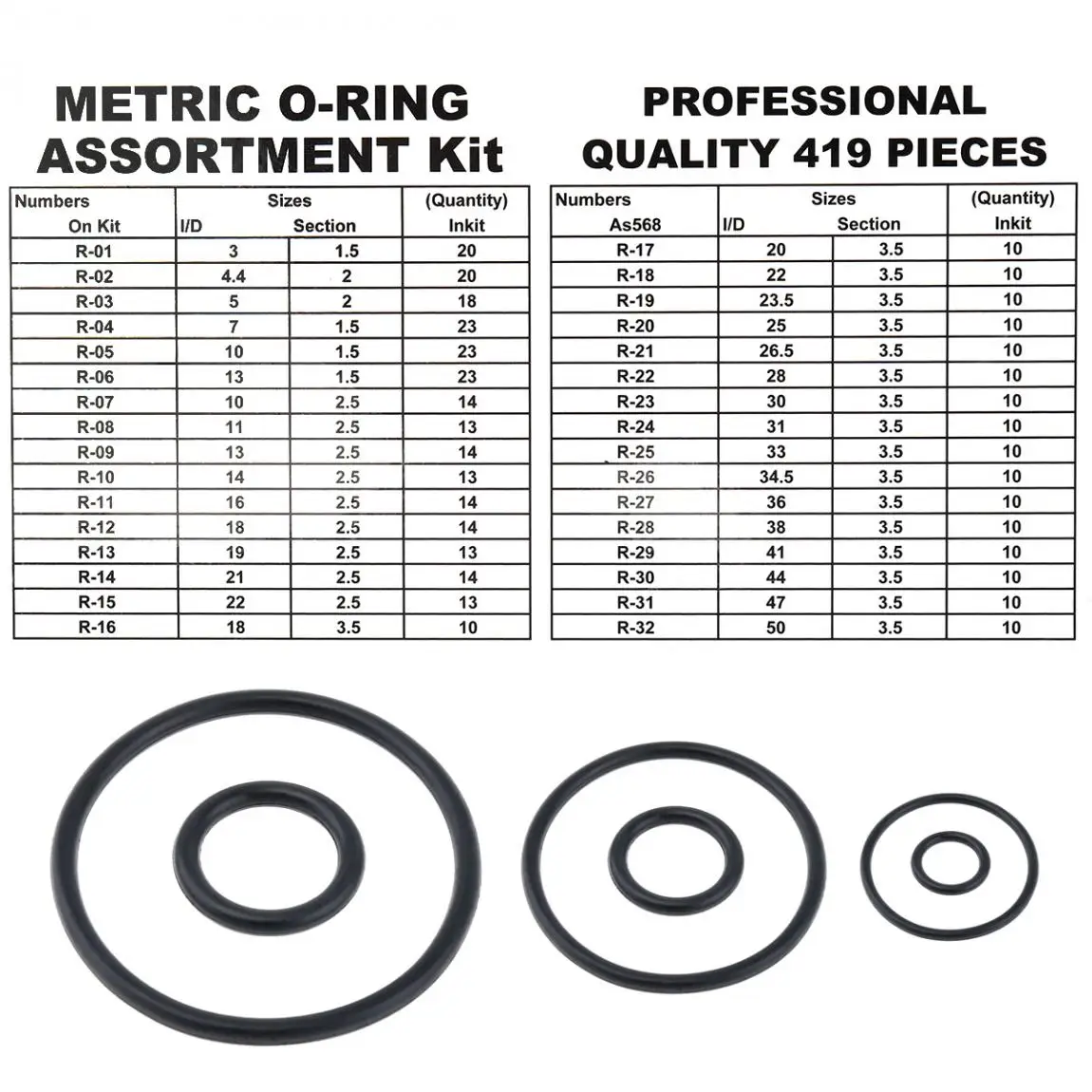 pçs borracha selo anel sortido encanamento anel kit métrica universal conjunto de vedação de borracha sortimento