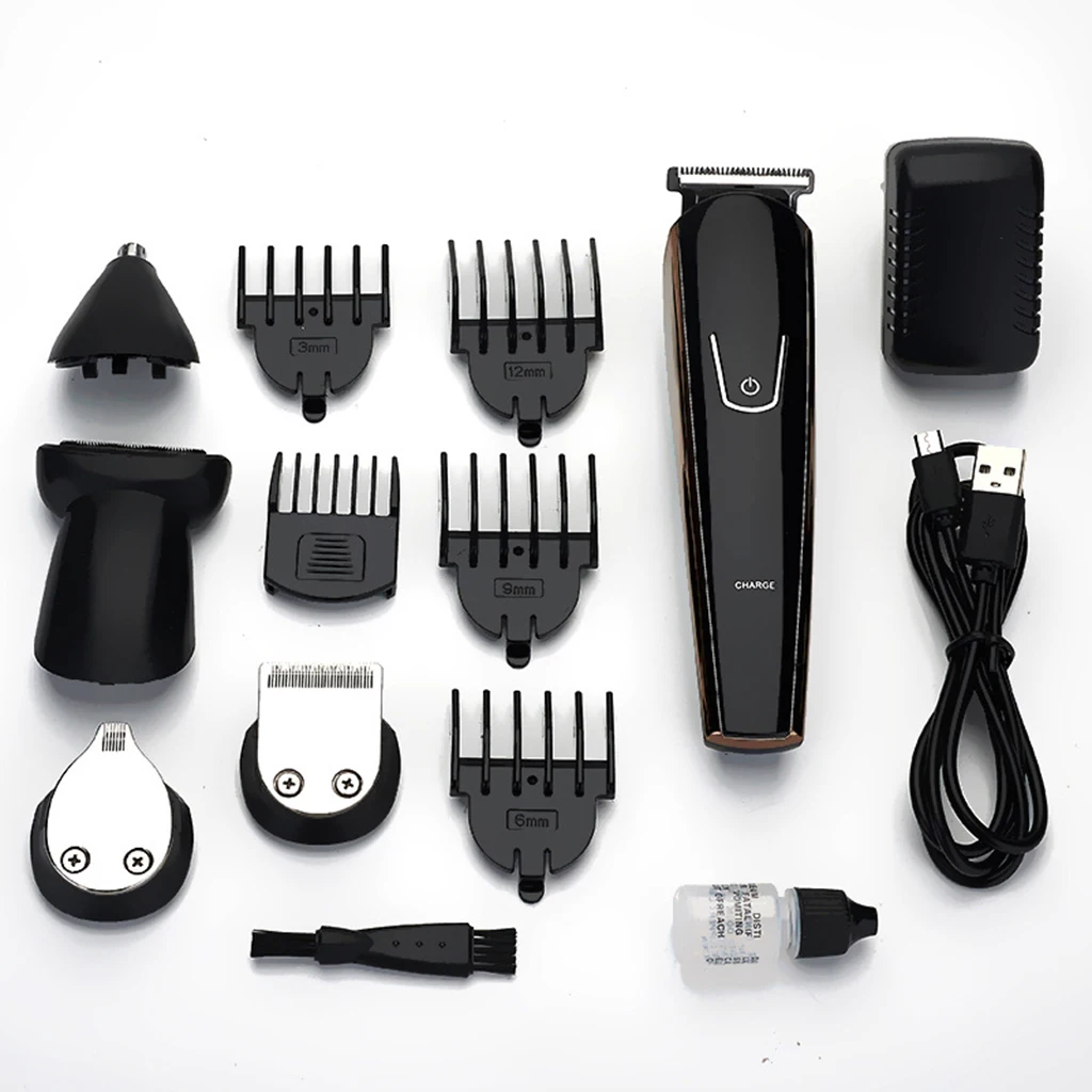 Hair Clipper Beard Trimmer, Beard Trimmer, Men`s Hair Trimmer, Nose Trimmer, Body Groomer Multi-Function USB (Black)