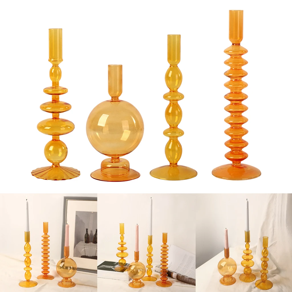 Nordic Retro Glass Candle Holder for Candlelight Dinner Photo Decoration