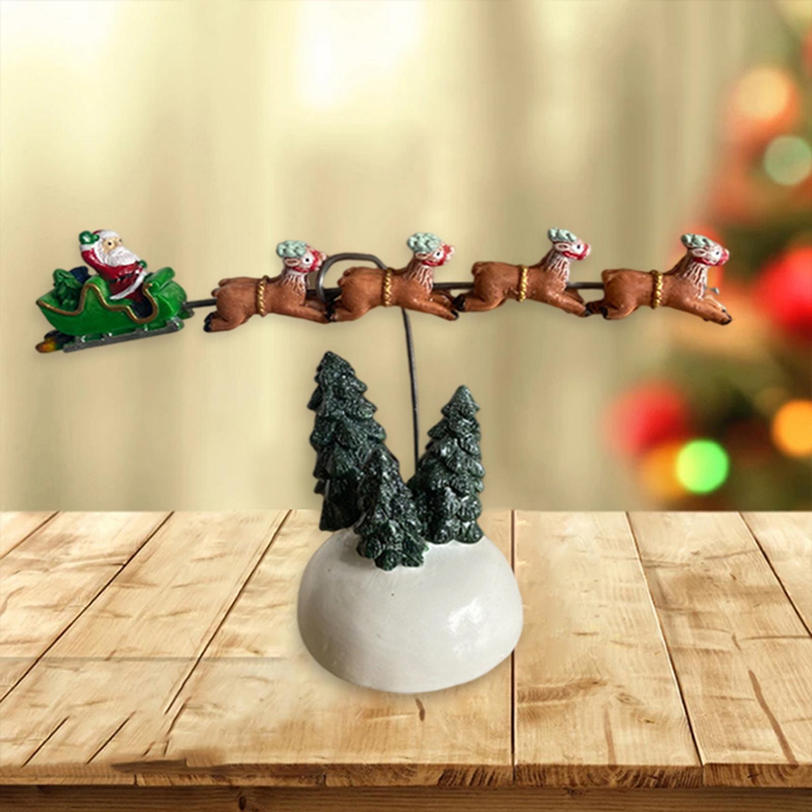 Away Flying Sleigh Statue Christmas Vacation Village for Home Decoration