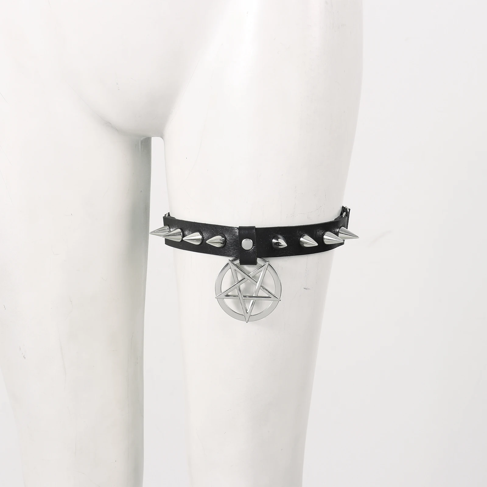 Rock Sexy Leather Heart Garter Belt Elastic Leg Girl Women Harness Goth Accessories Black Gothic Rivet Punk Anklet Thigh Garter