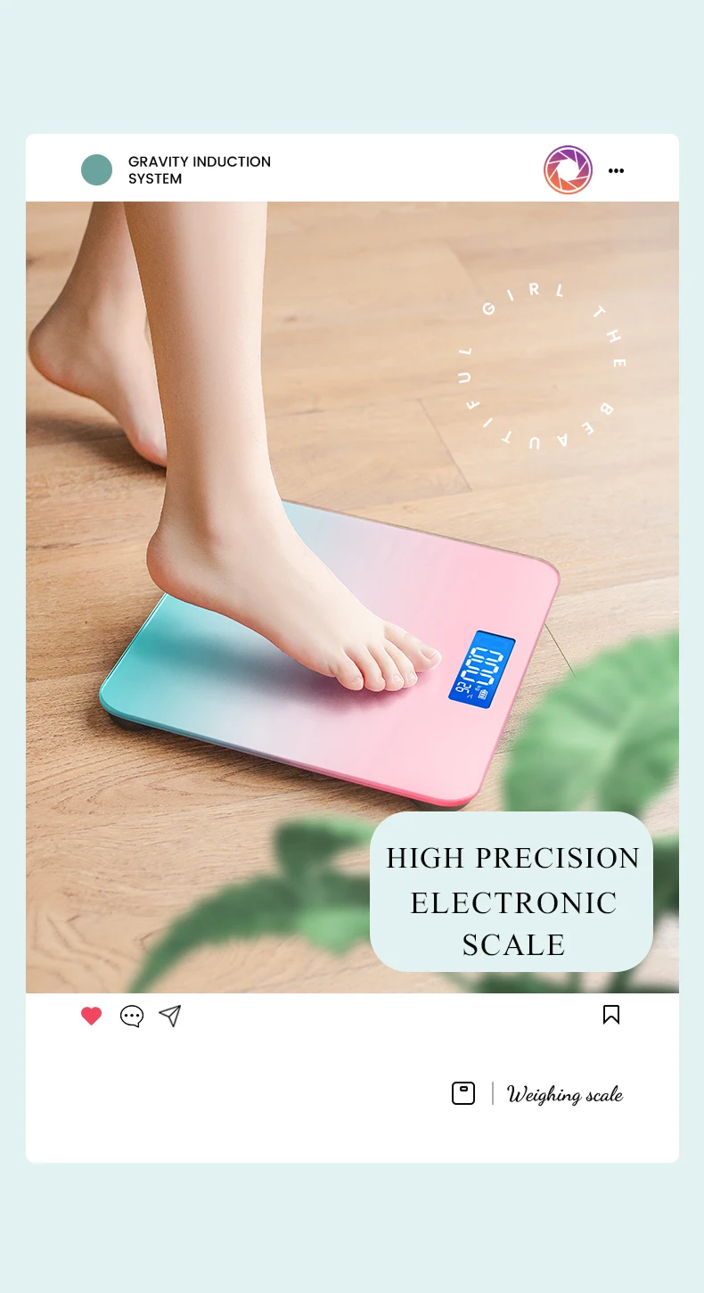 Electronic Bathroom Scale Bluetooth Digital Scale Smart Floor Scale LED Display Rainbow Gradient Aurora Body Fat Scales Sync App