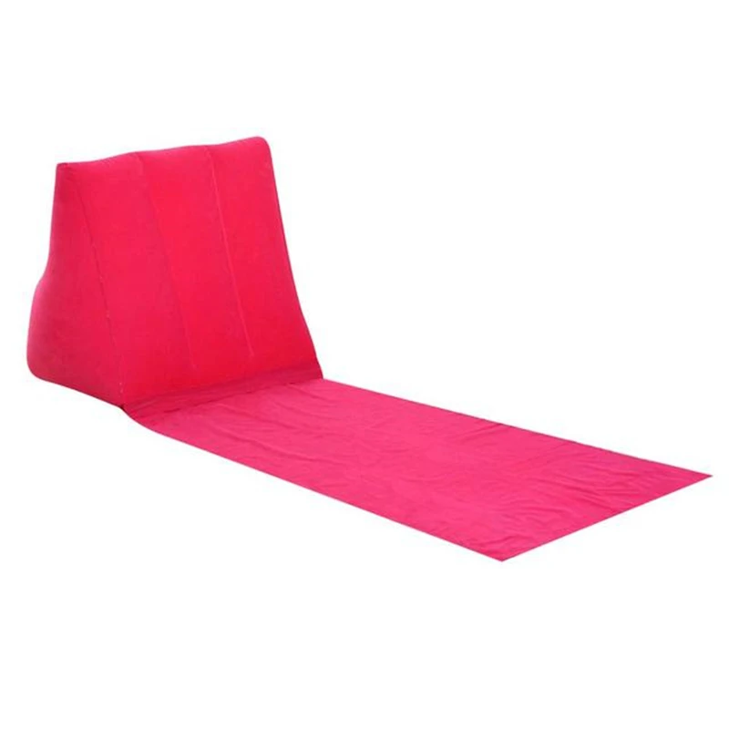 2pcs Inflating Beach Camping Lounger Cushion Chair Air Bed Gray 