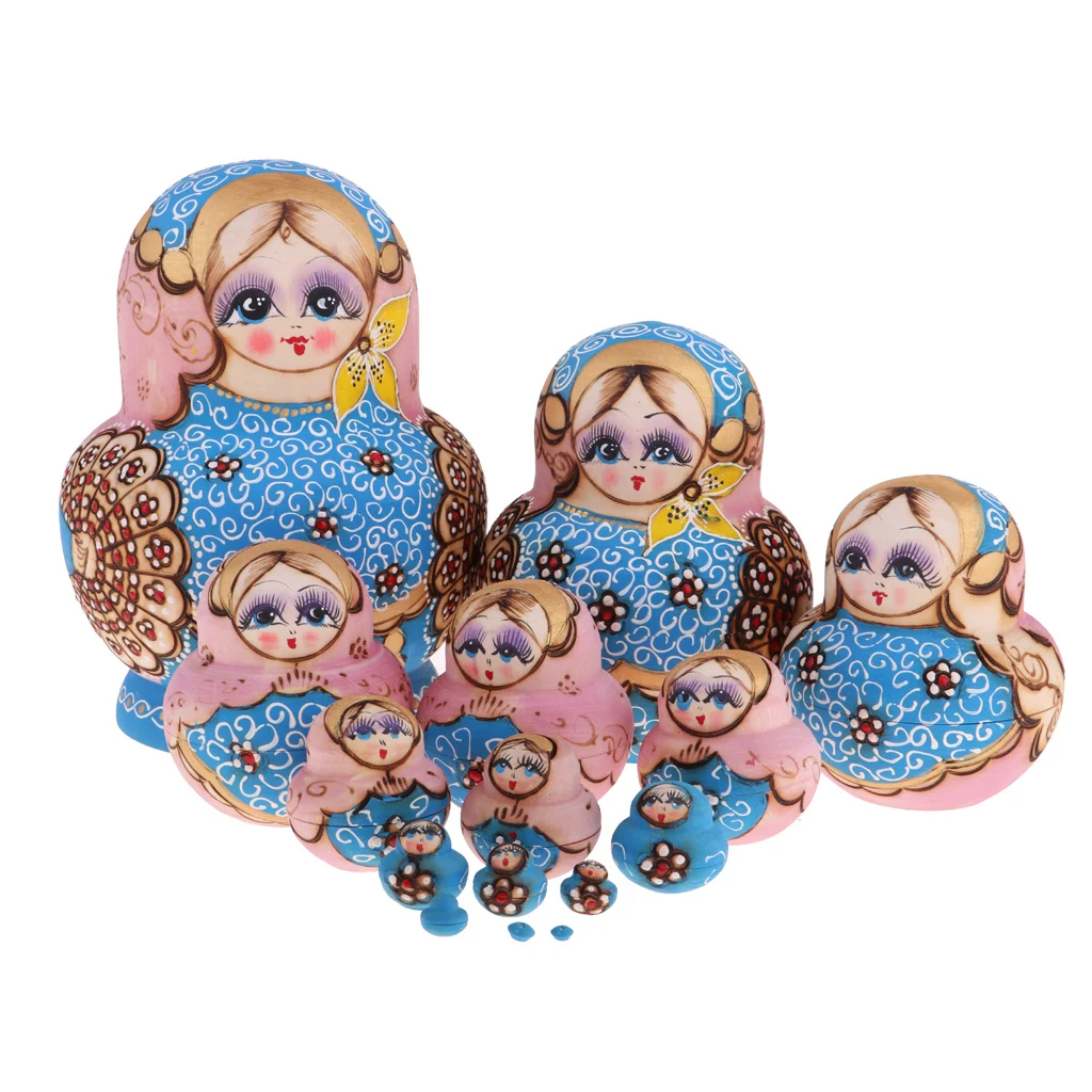 15 Pcs Vintage Wooden Nesting Dolls Matryoshka Adult Children Gift