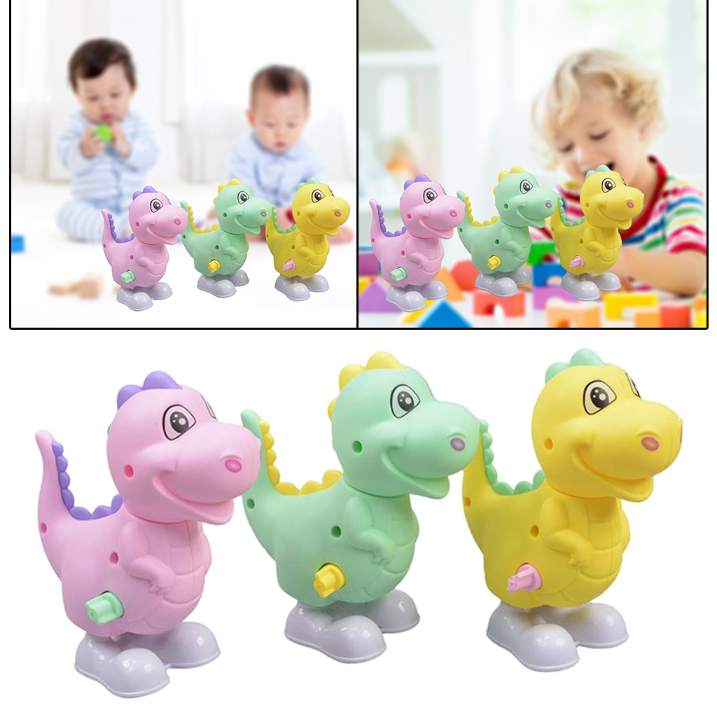3 Pieces Wind Up Dinosaur Toys Mini Educational Toy for Toddler Birthday