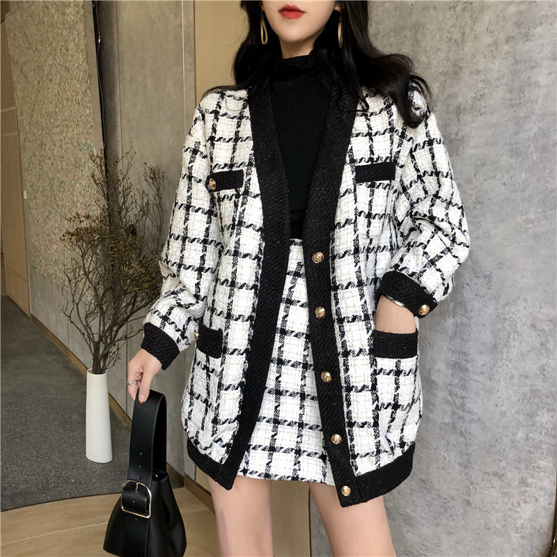 2021 Autumn Winter Fashion 2 Piece Set Women Long Sleeve Tweed Wool Jacket  Coat Mini Wool Skirt Set Ladies Vintage Clothing Sets|Dress Suits| -  AliExpress