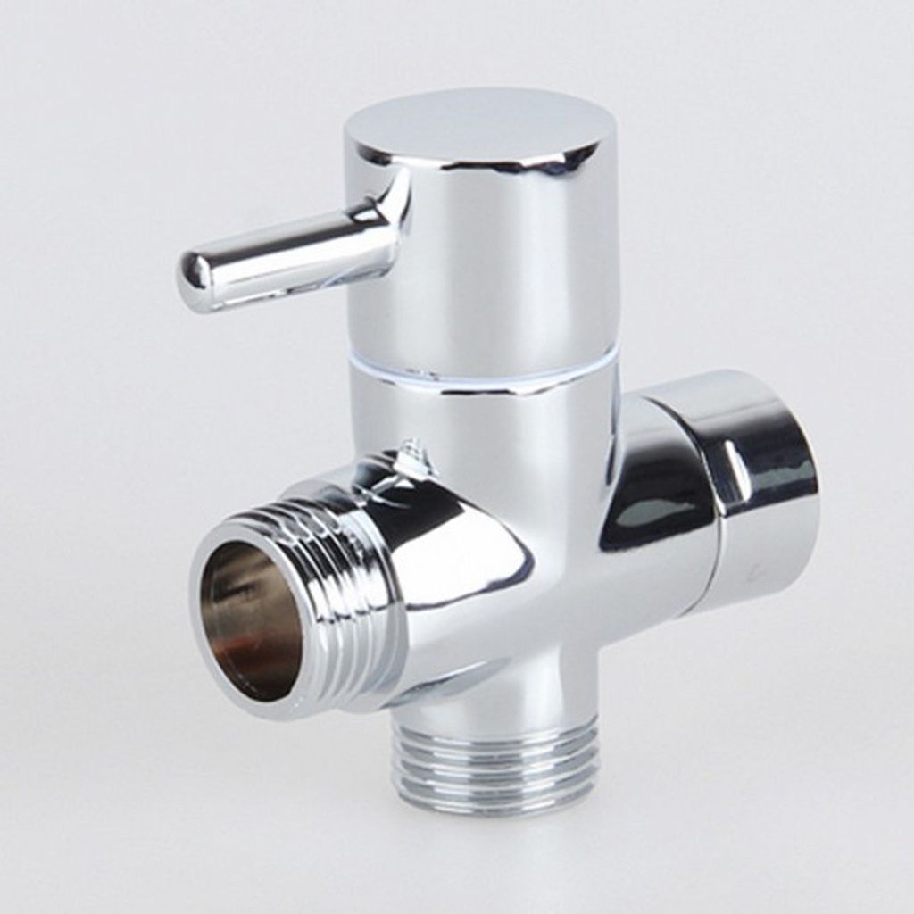 T-adapter 3-Ways Shower Head Shut-Off Valve G3/4inch G1/2inch Solid Brass Bath Toilet Bidet Sprayer Switch Diverter Chrome