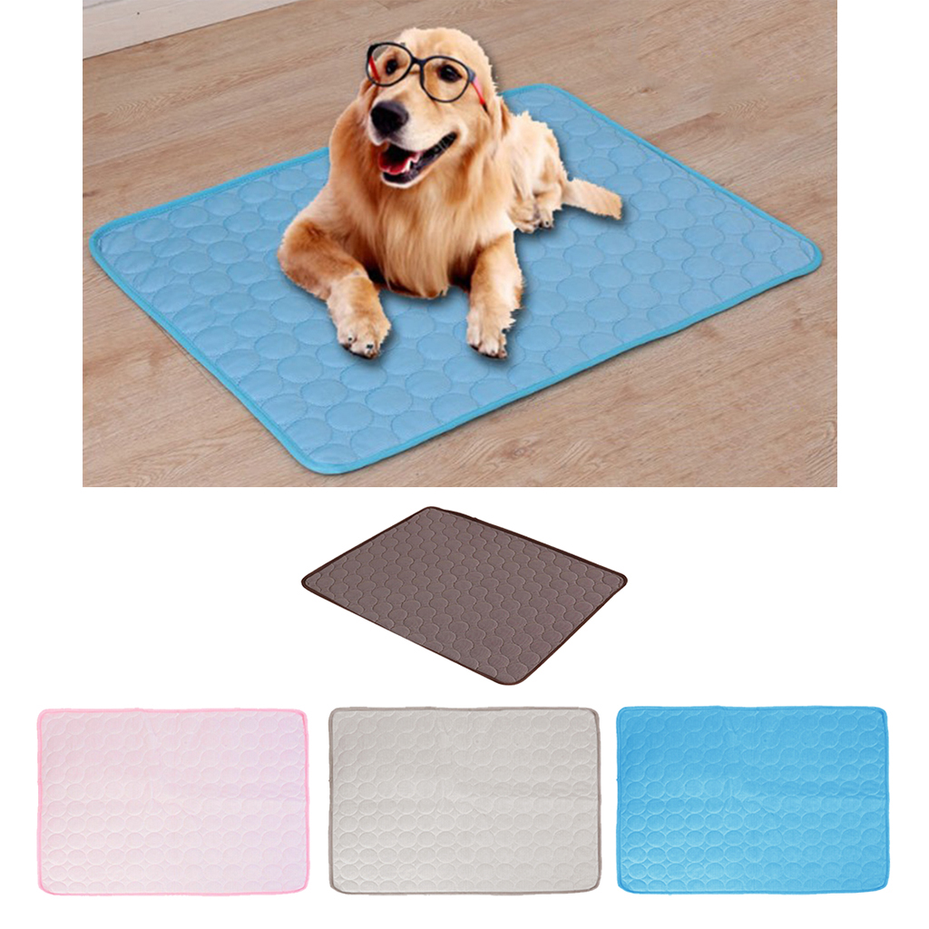Pet Dog Cooling Mat Breathable Ice Silk Pad Foldable Portable Grey 70x55cm