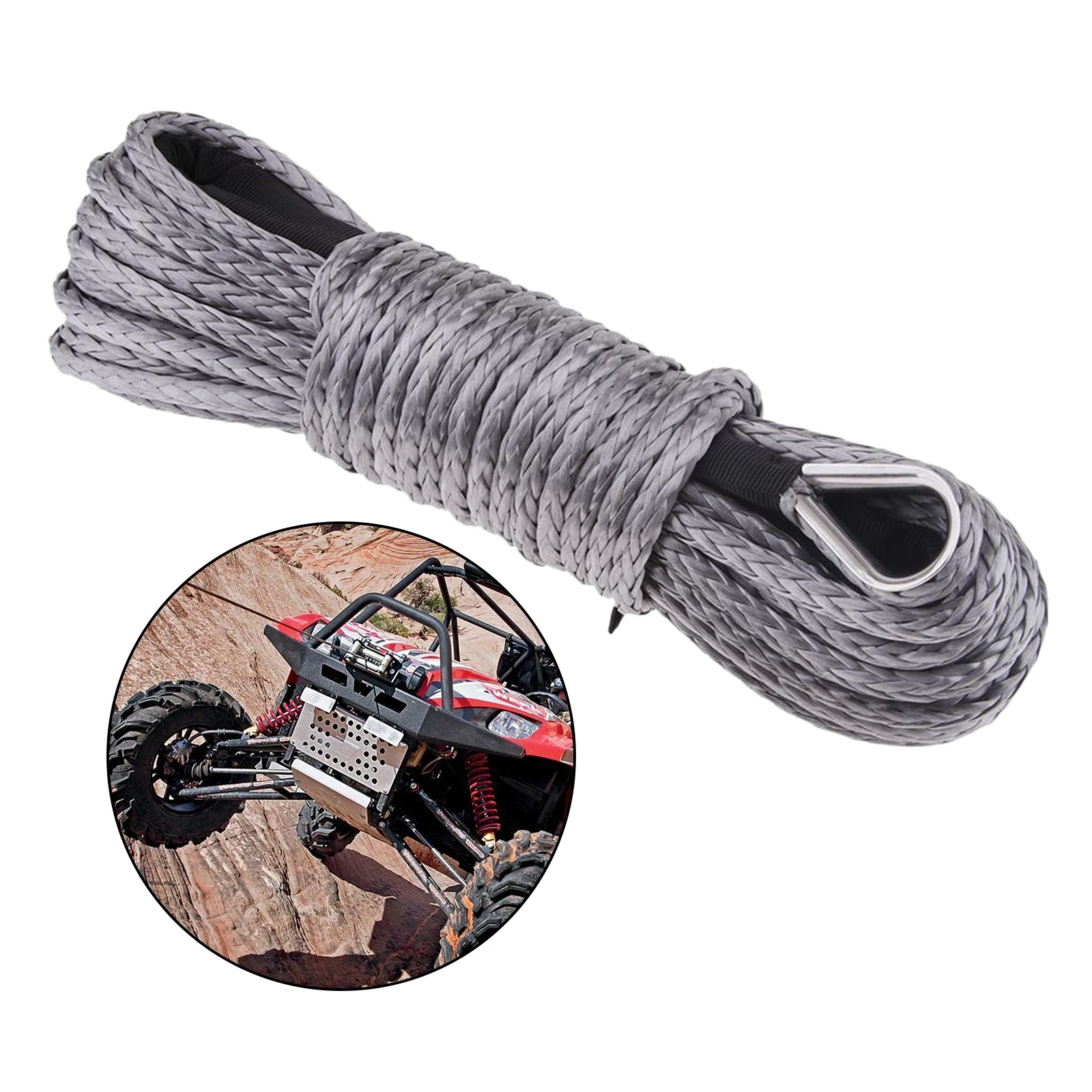 Durable 1/4 Inch x 50 Feet Synthetic Winch Line Cable Rope for ATV UTV