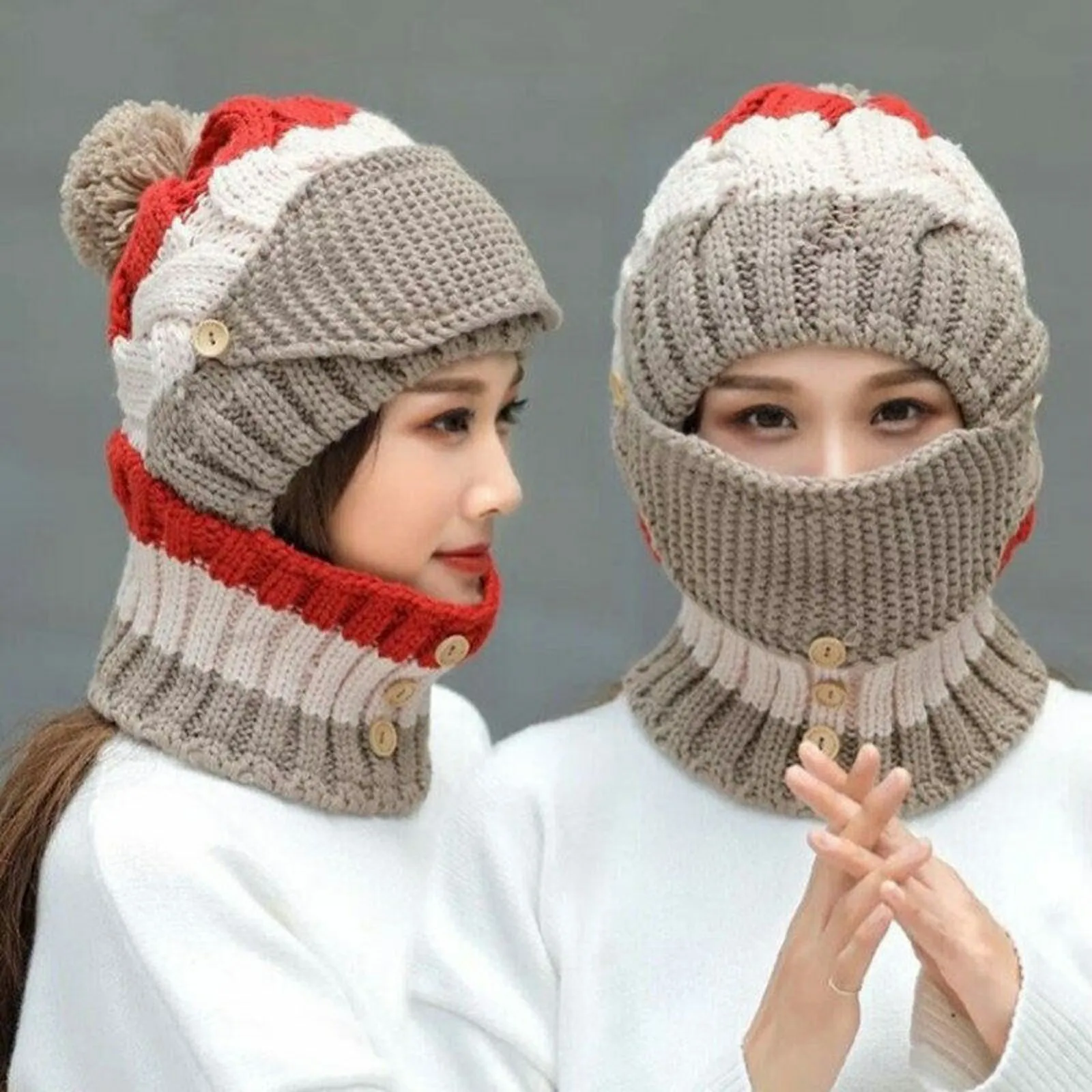 Womens inverno cachecol definir espessamento chapéu de