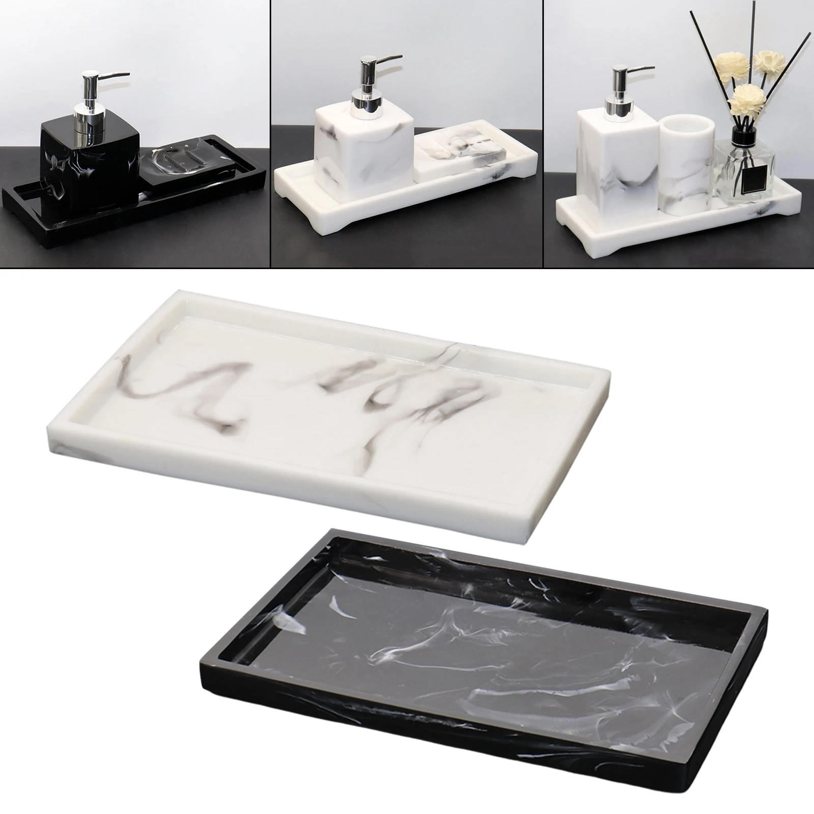 Toilet Vanity Tray Luxury Resin Bathtub Tray Dish for Candles Soap Plant