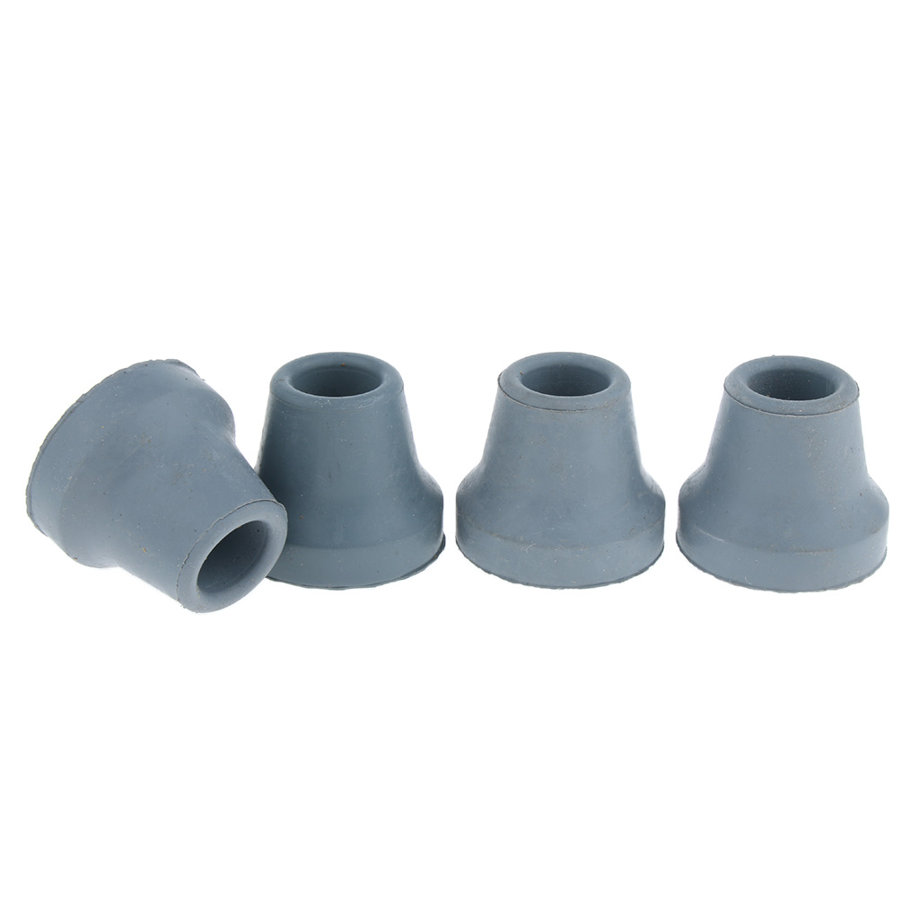 4pcs Soft Rubber Tip For Cane Walking Stick Crutch Chair 5/8 inch Black Gray