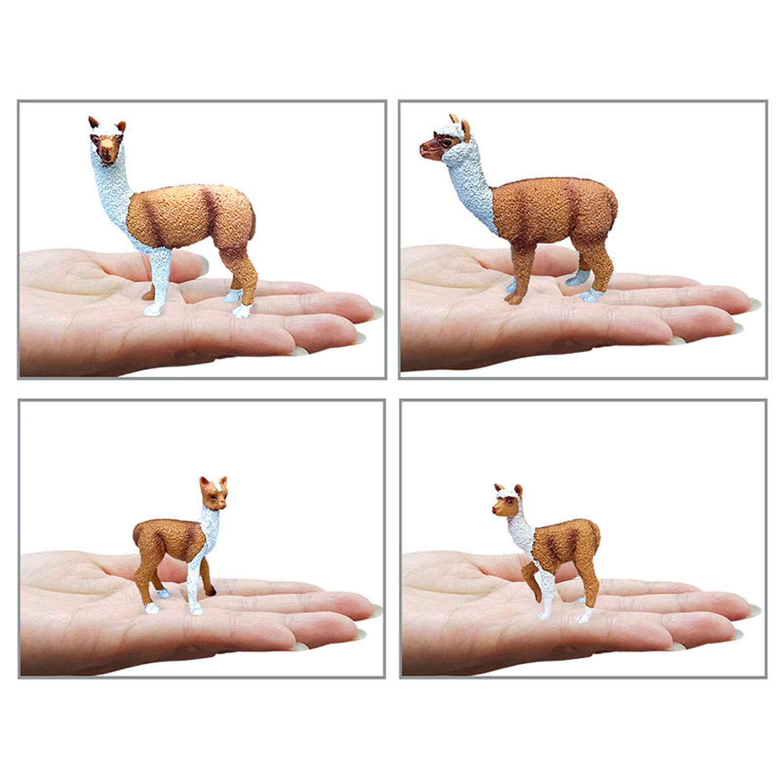4/Set PVC Lifelike Alpaca Figure Plastic Zoo Animal Model Tabletop Ornaments