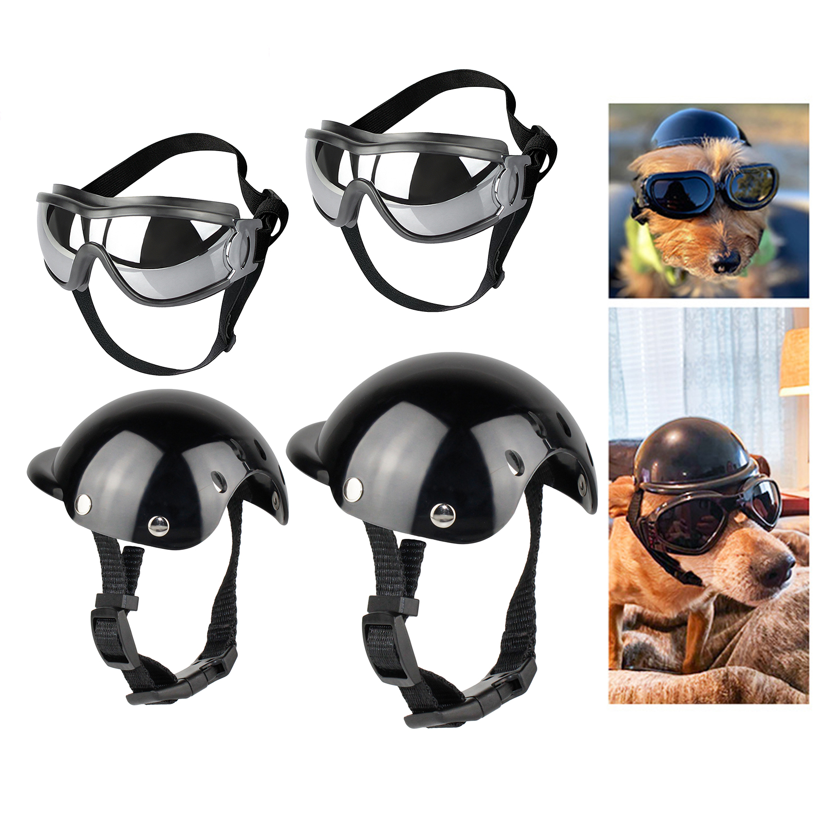 Funny Pet Hat Dog Helmet with Sunglasses Motorcycle ABS Caps For Small Dogs French Bulldog Accessories Birthday Party Costumes