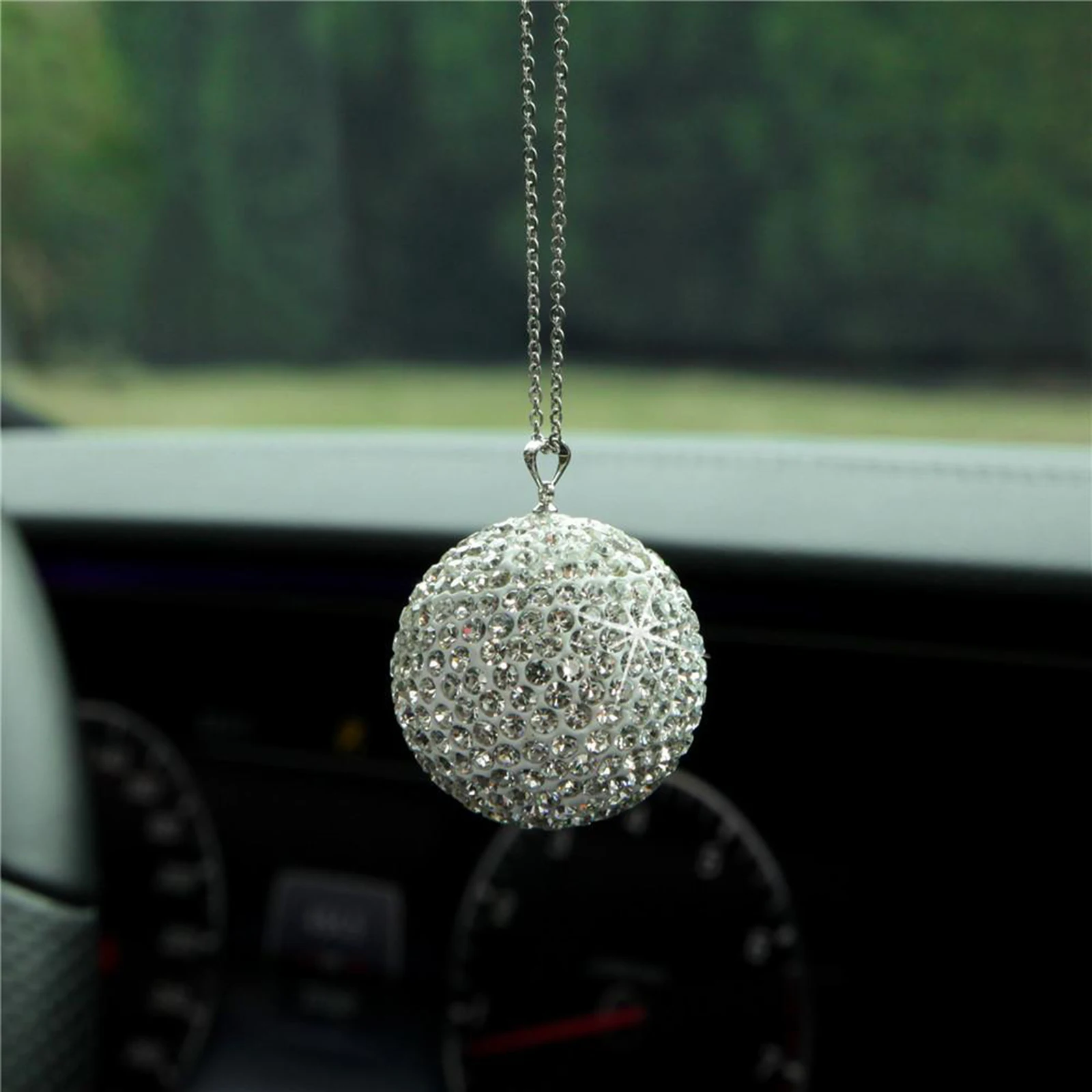Diamond Crystal Ball Car Pendant for Rear View Mirror Interior Accessories