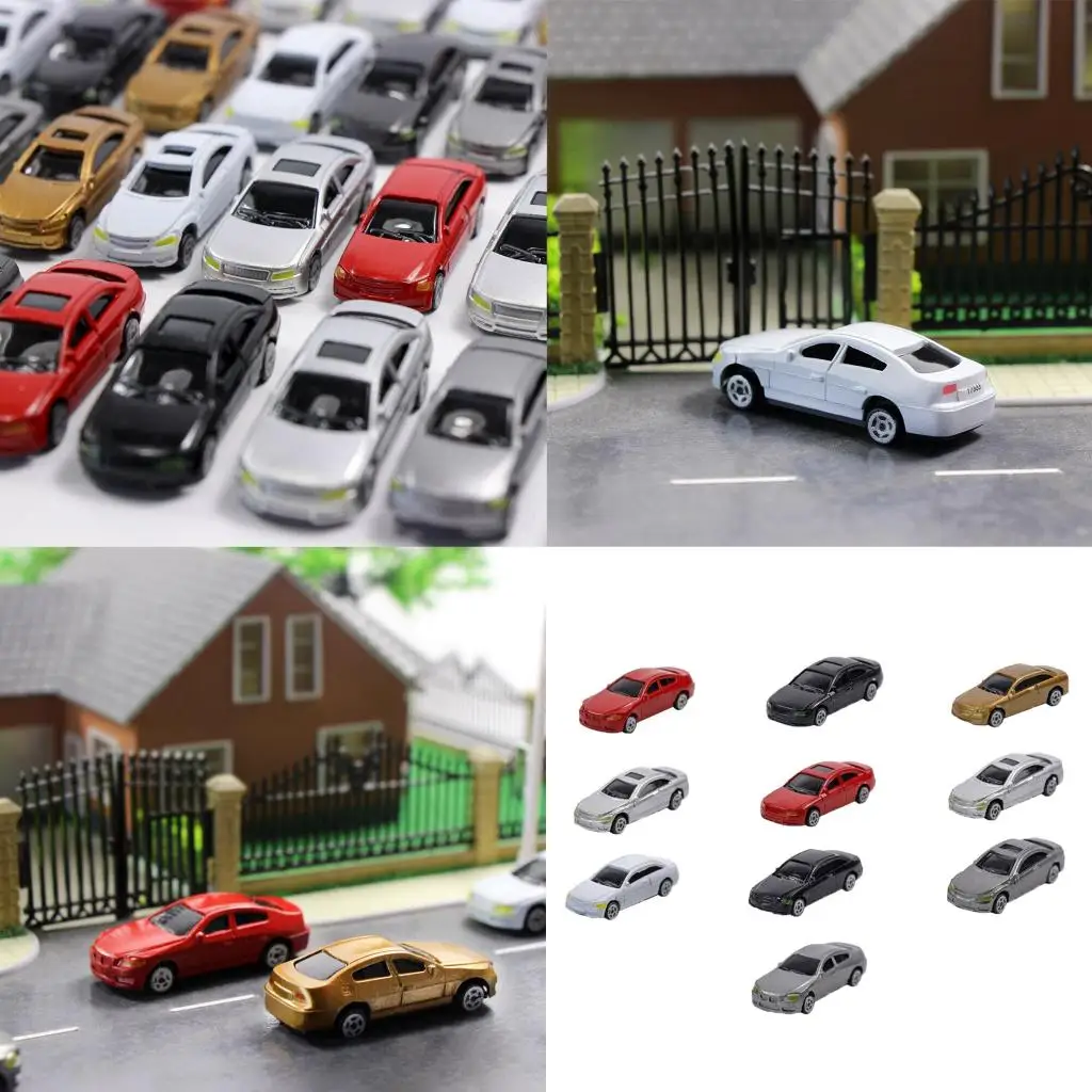 10 Pack1/87 HO Scale Model Car Mini Vehicle Racing Car Parking Scenery Street
