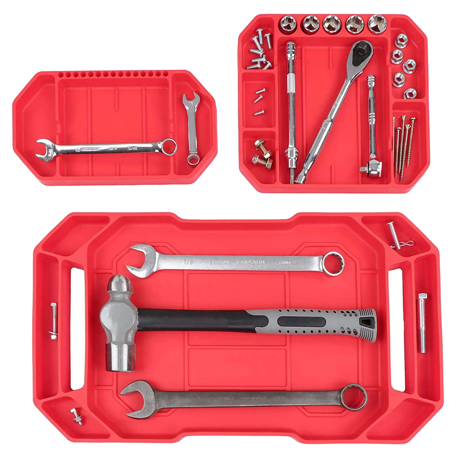 3pc Set, Charcoal, 80-1004 Tool Mat Tool Holder S&B Non-Slip Flexible Silicone Tool Tray Tool Organizer 