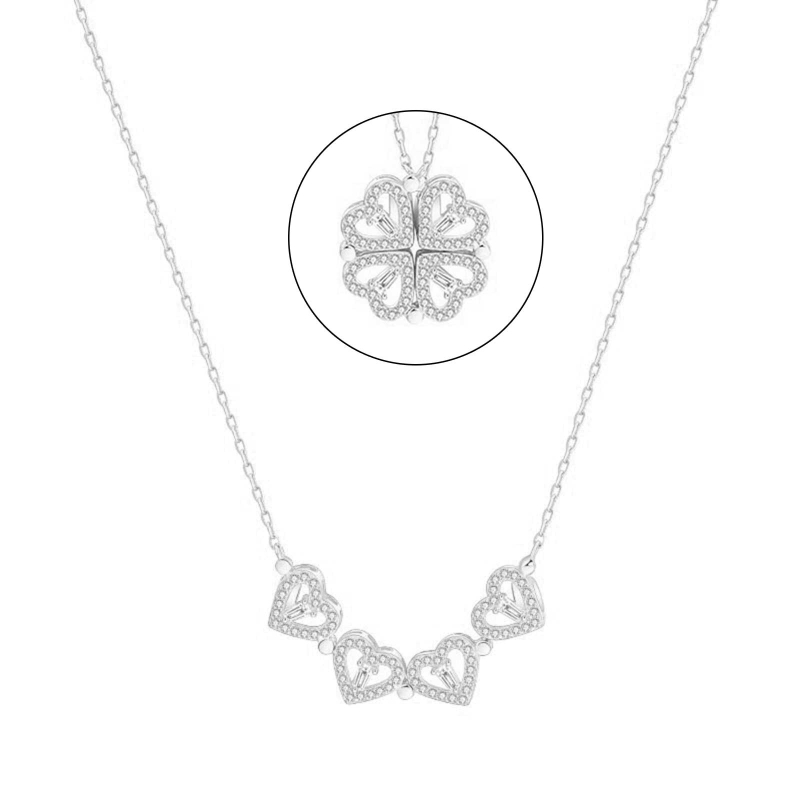 4 Leaf Clover Heart Necalace Pendant 