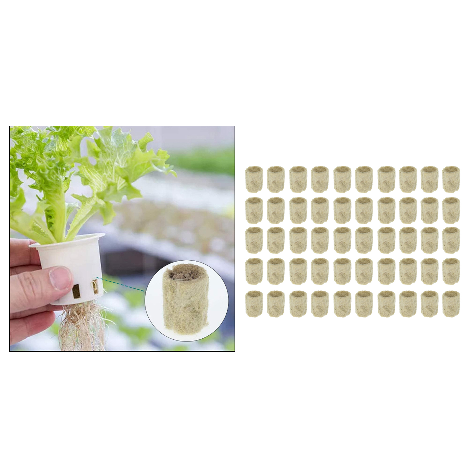 50Pcs Garden Starter Plugs Cubes Rock Wool Grow Media Seedling Soil Block