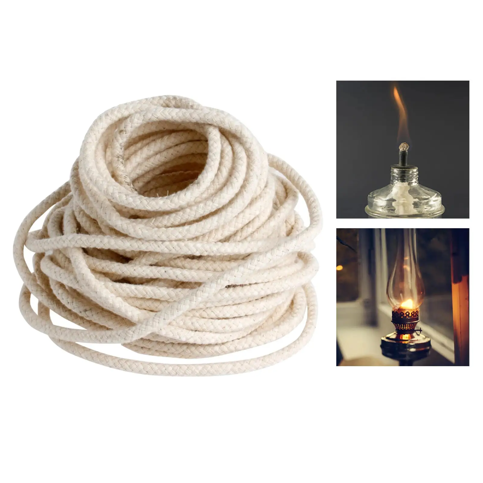 15m Long DIY Burner Alcohol Wick Rope Cotton Wick Round Cotton Kerosene Oil Lamp Wicks 6mm