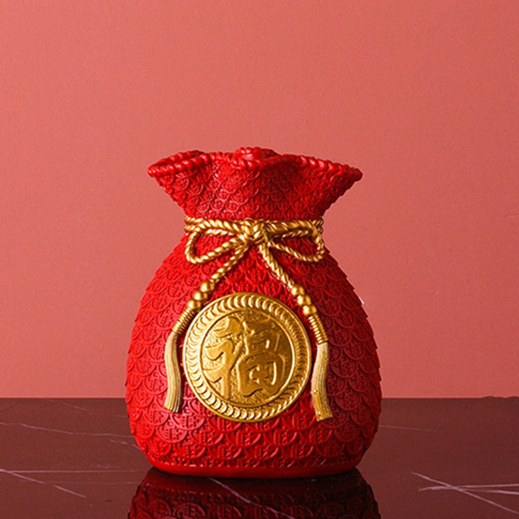 Resin Flower Vase Planter Pot Money Bag Shape Art Feng Shui Wealth Bouquet Floral Holder for Table Decoration Home Cabinet Gift
