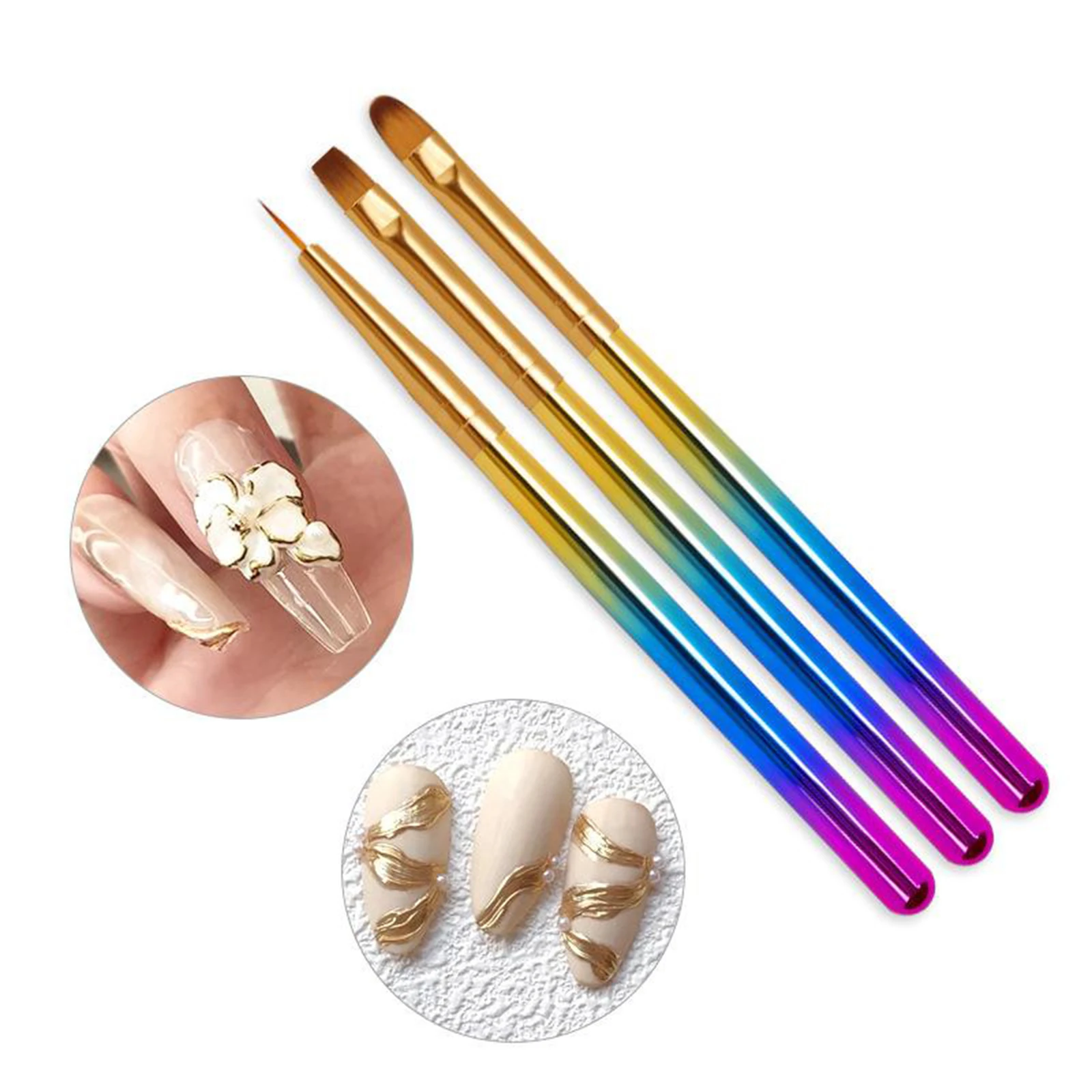 3 Pcs/set Nail Art Brush Set Nail Painting Brushes Liner Brush Nail Art DIY