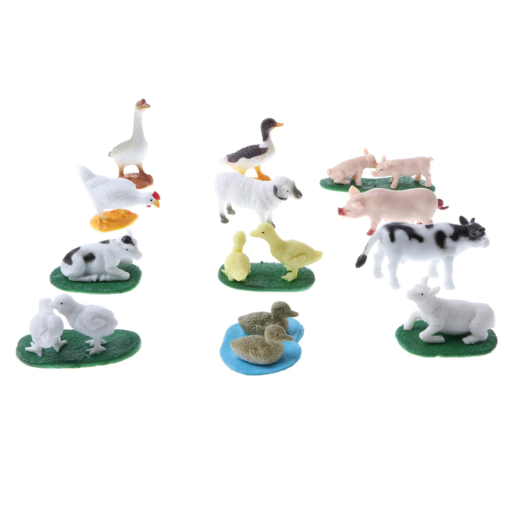 12pcs / set   Farm   Animal   Milk   Cow   Sheep   Model   Figurine   Kids   Toy