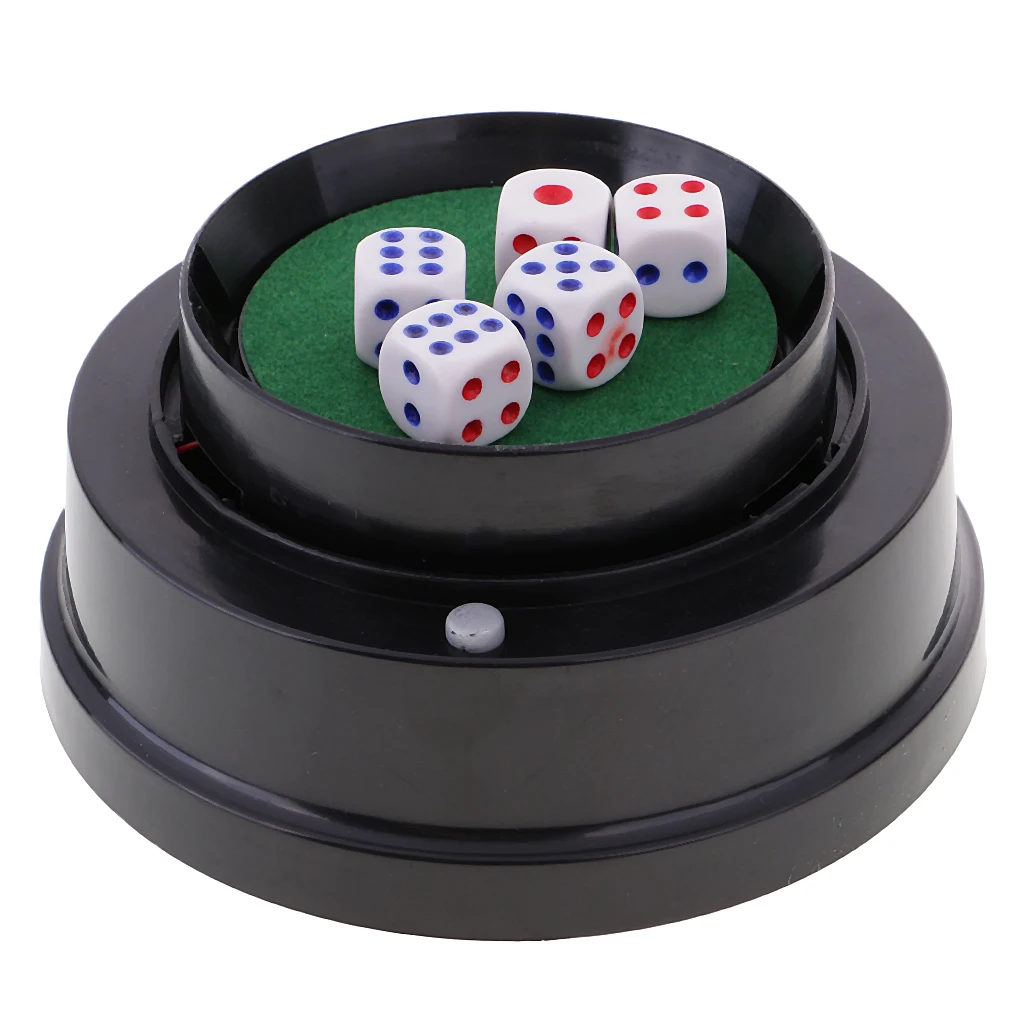 Electrical Dice Cup Felt Base With 5 Dices for Party Casino Bar Games Black