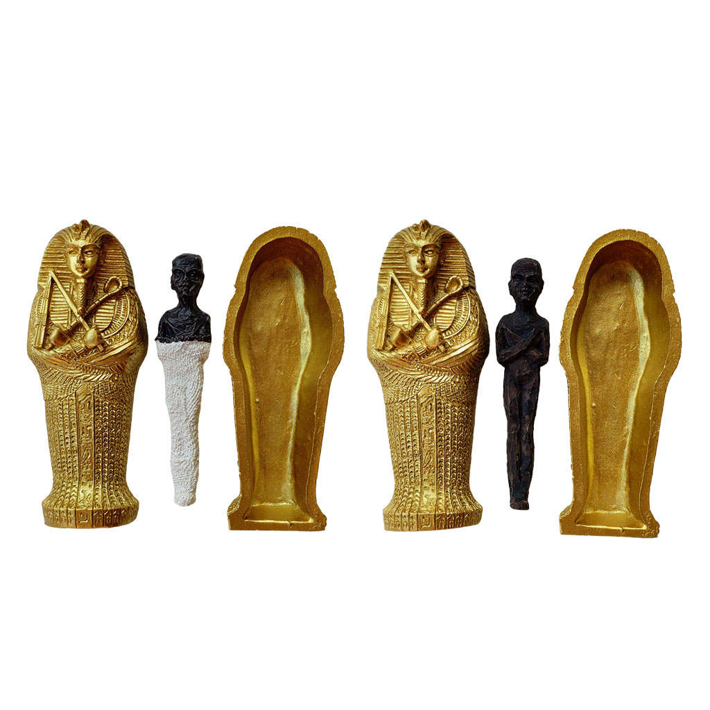 Ancient Egyptian Coffin Sarcophagus with Mummy Sculpture Figure Christmas Home Table Desktop Decor Gifts
