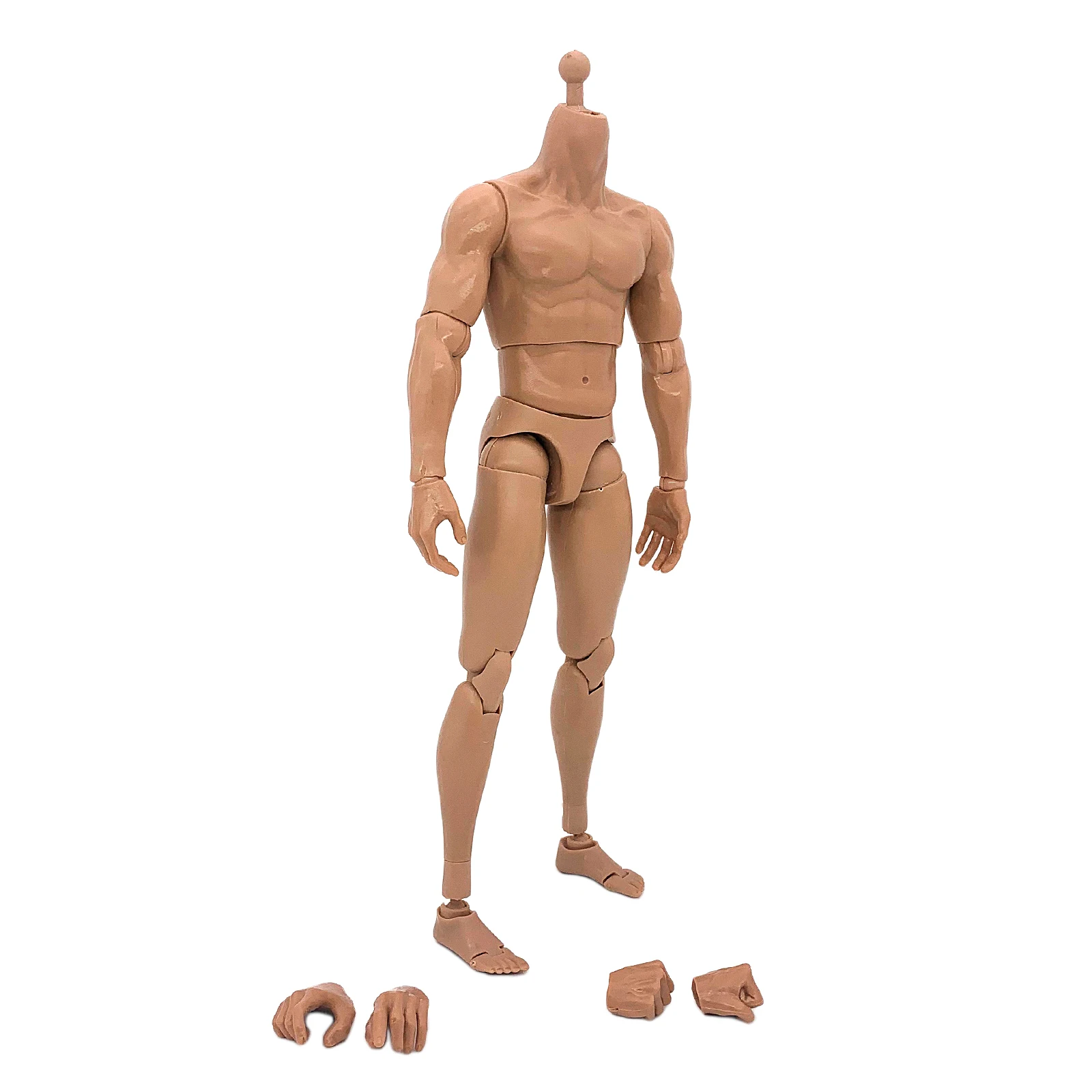 PVC 1/6 Action Figure Narrow Shoulder Male Muscular Man Skeleton Hands Connector Photography Head Sculpture Naked Body