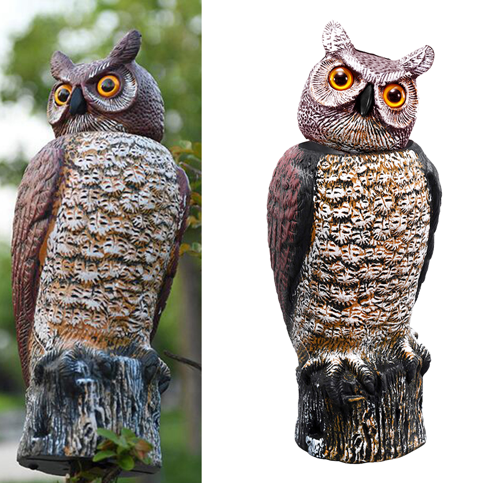 Horned Owl Decoy Scarecrow Bird Deterrent Repeller Nature Enemy Pest Control