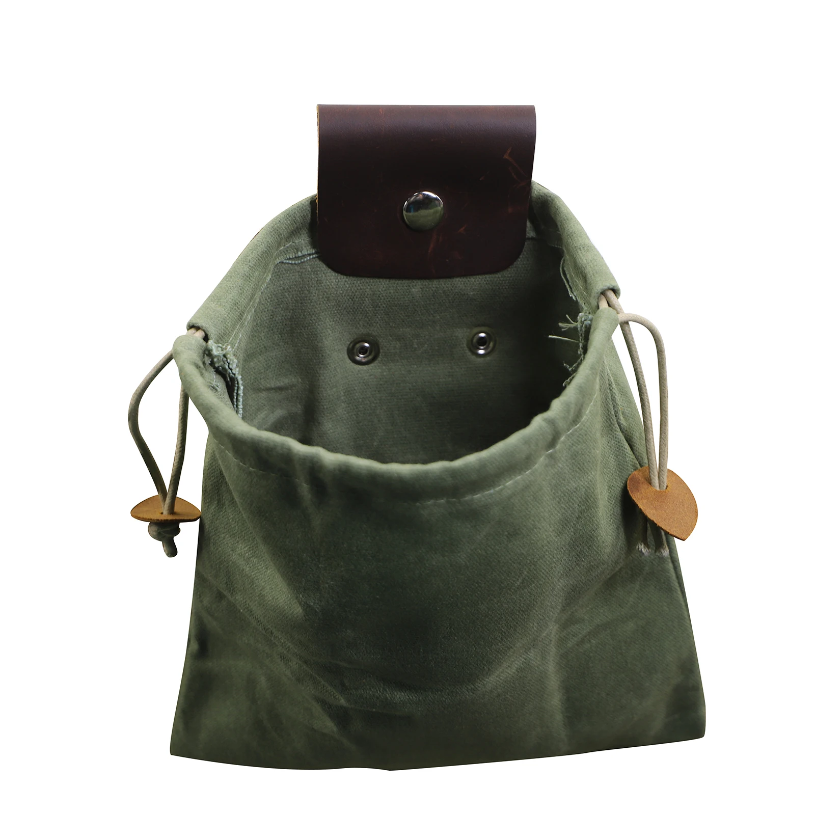 Canvas Bushcraft Tasche mit Lederbezug Schnalle Faltbare Camping Werkzeugtasche 