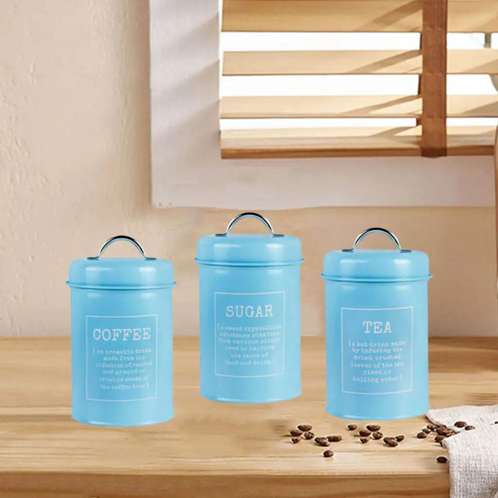 3/Set Multiuse Coffee Sugar Tea Canister with Seal Lid Milk Power Container Storage Cans for Countertop Storage and Organization