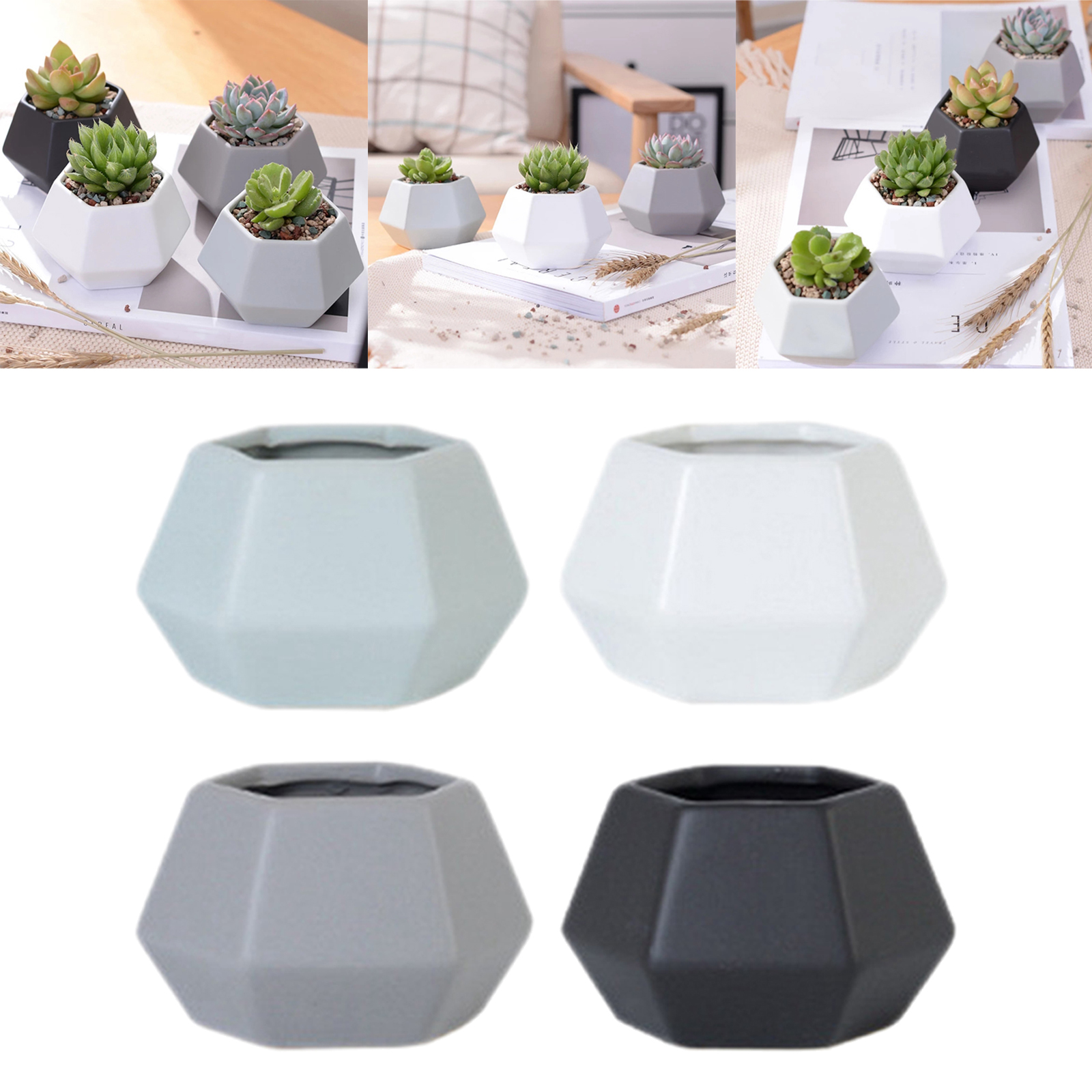 4PCS Mini Geometry Planter Pots for Home Office Window -Colorful (Plants NOT