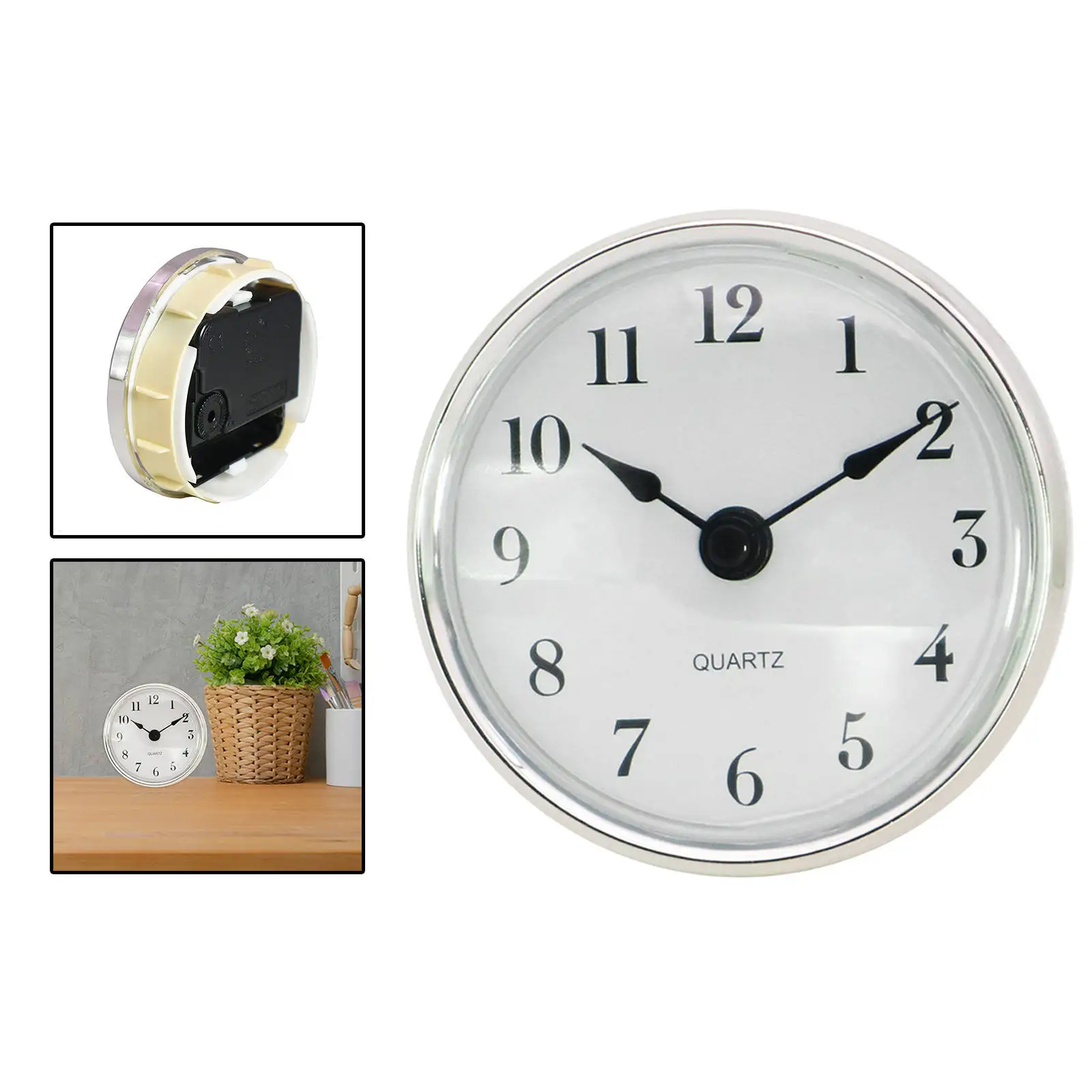 Round 3-1/8 inch(80mm) Quartz Clock Insert Quartz Clock Round Clocks Desk Clock Mechanism with Arabic Numeral Clocks for Home